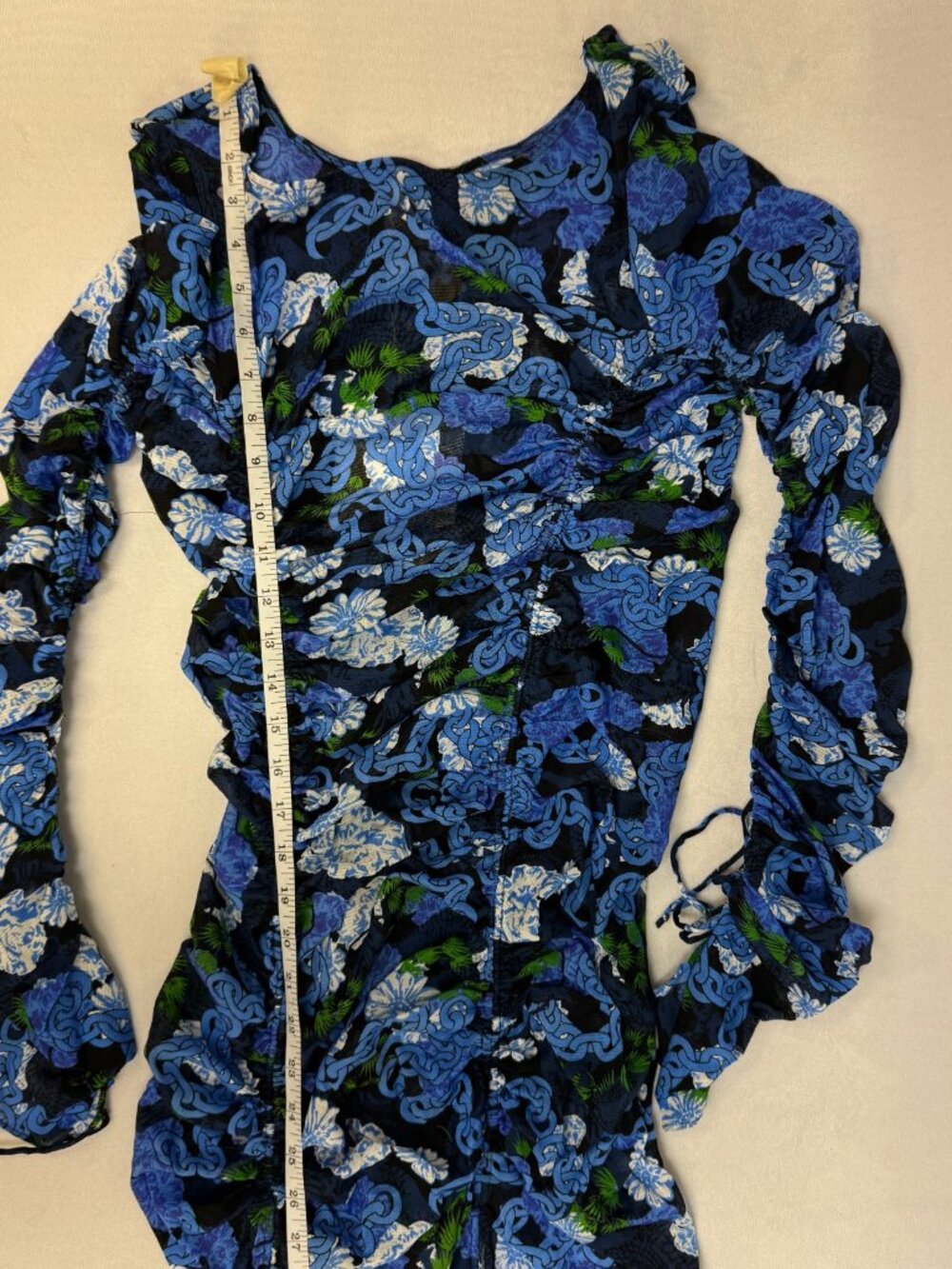 NWT Diane Von Furstenberg Corinne Dragon Dance Dress Blue Floral Print XL - Picture 6 of 11